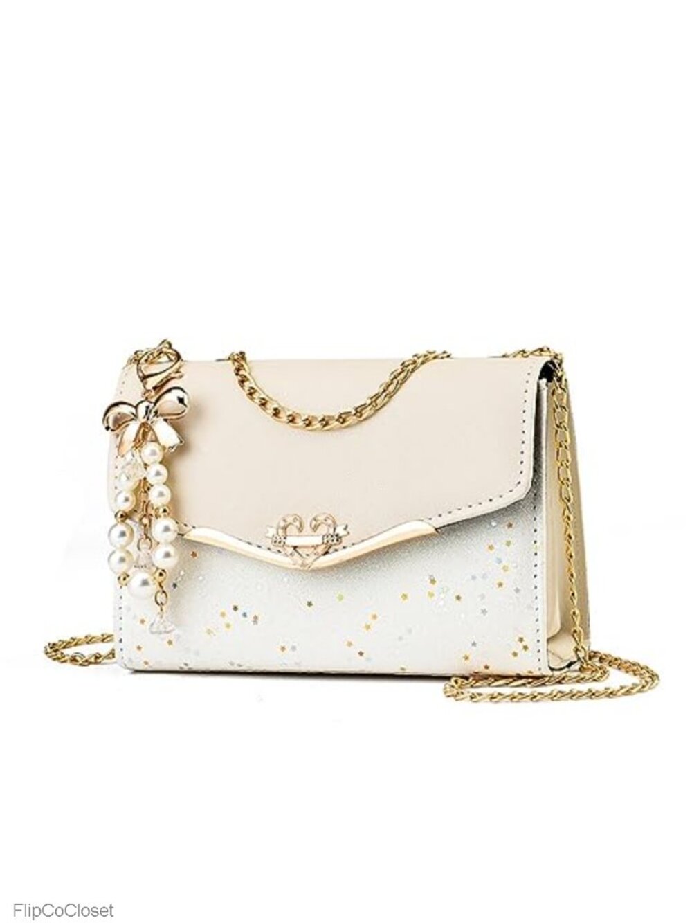 Faux Leather Crossbody Bag Convertible Clutch Chain Strap